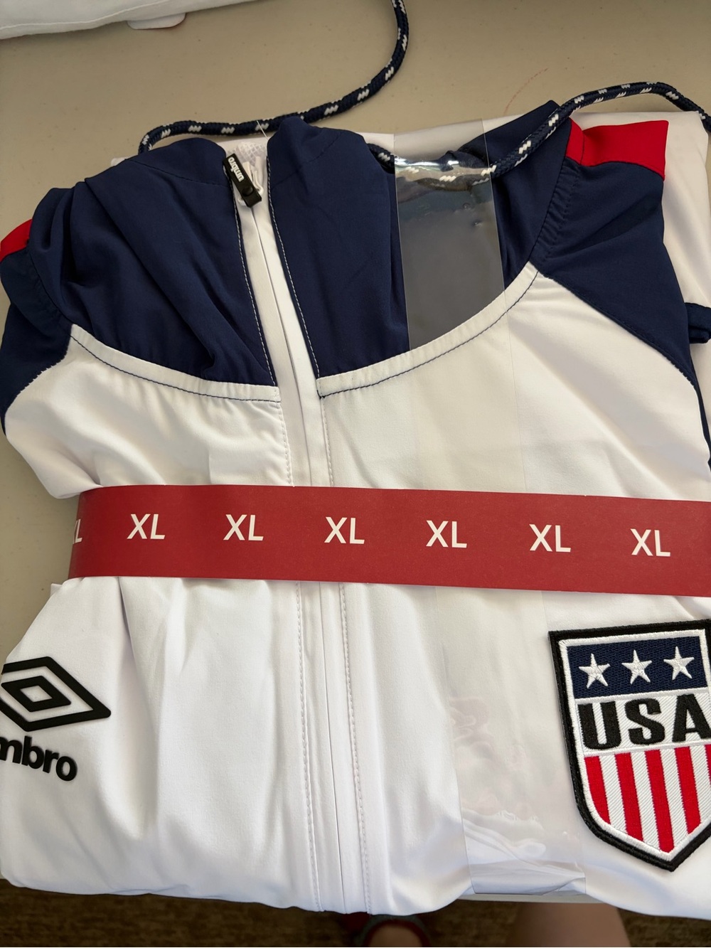 Umbro White Navy Red USA Wind Jacket